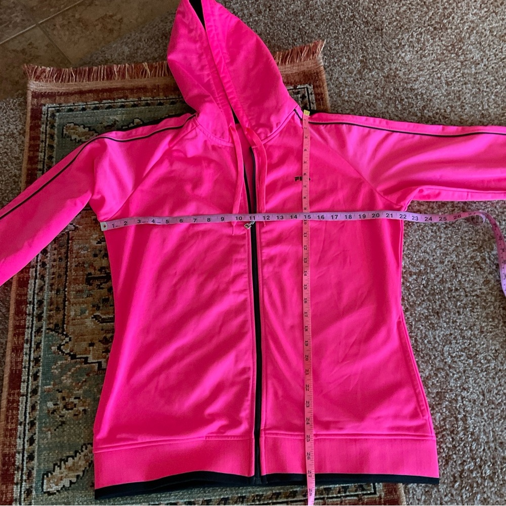 Fila Pink and Black Zip-Up Hoodie, light lining, breast cancer awareness - Picture 11 of 15